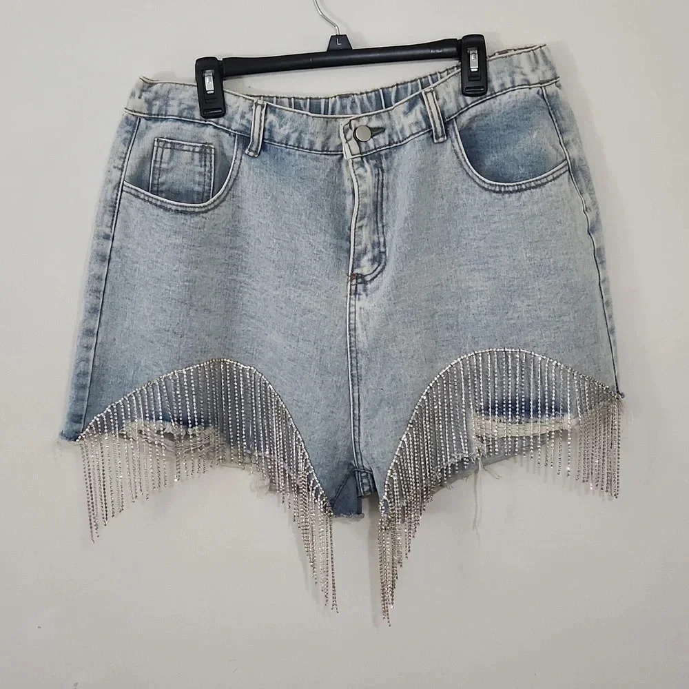 Savanna Jane rhinestone distressed shorts 1x